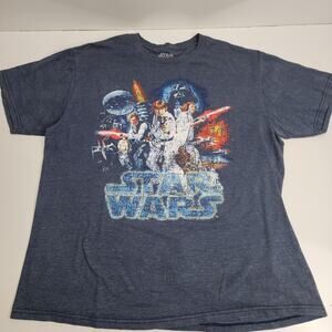 Star Wars Vintage 80's Movie Graphic Blue Short Sleeve T-Shirt Men's Size XL